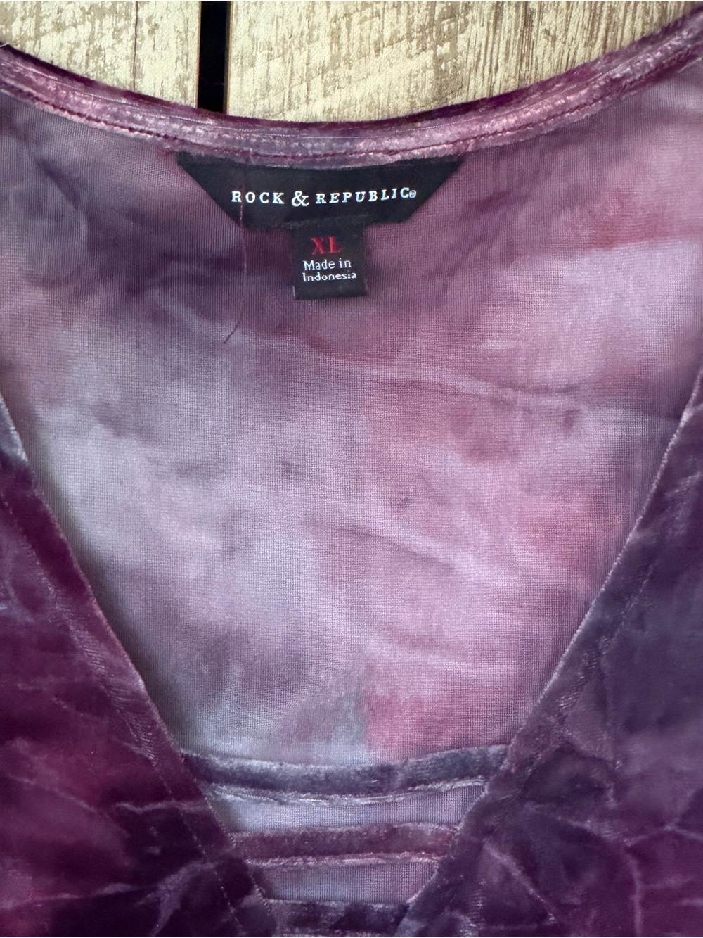 Women’s Purple Tie-Dye Crushed Velvet Cold-Shoulder Top - Picture 5 of 15